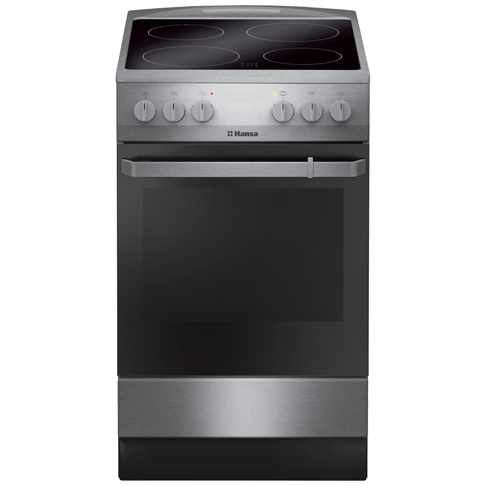 66573f5133579921ddd2c7d87eb5aa9d13df8d4da07511f1c283fdb1a901a756.jpeg Aragaz electric Hansa, 50 cm, 4 zone, 8 functii, grill, ventilator, sertar depoz - imagine 1