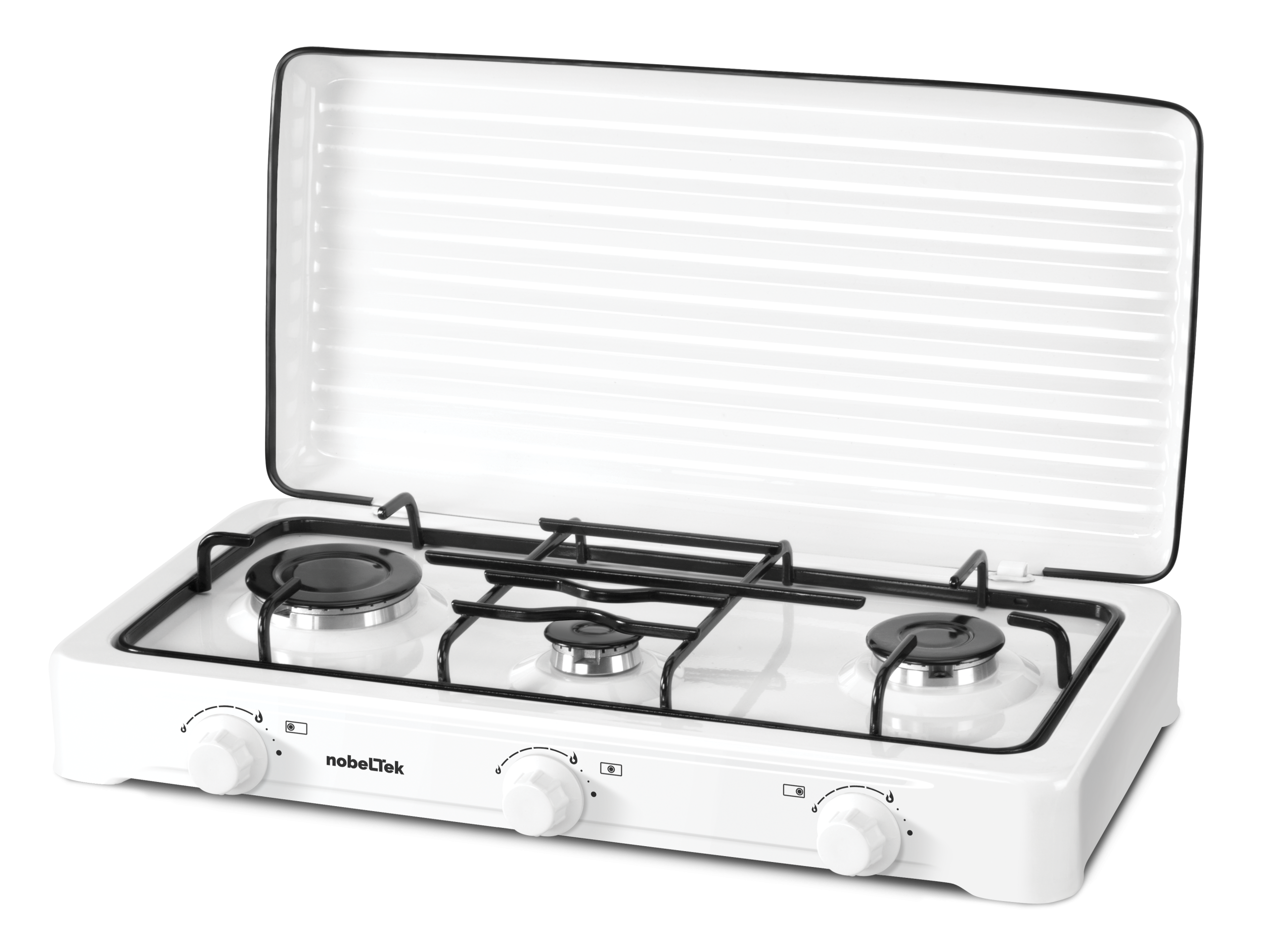 nobeltek_uclu_setustu_1.png Plita NobeLTek exterior, gaz, 3 arzatoare, gratar emailat, fara sigurata, diuze - imagine 1