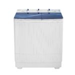 Masina de spalat rufe semi-automata Nobeltek, 7 kg spalare, 3 kg stoarecere, 300W spalare, 148W stoarcere, evacuare apa uzata: prin cadere libera, Alb/Glass Line Bue