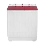 Masina de spalat rufe semi-automata Nobeltek NSWM 7.3R, 7 kg spalare, 3 kg stoarecere,  evacuare apa uzata: prin cadere libera, Alb/Glass Line Red