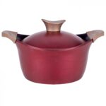 Oala cu capac Neoklein CS20, diametru 20 cm, capacitate 2.1 L, aluminiu turnat, invelis anti-aderent, Rosu