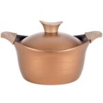 Oala cu capac Neoklein CS20, diametru 20 cm, capacitate 2.1 L, aluminiu turnat, invelis anti-aderent, Auriu