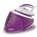 Statie de calcat cu aburi Daewoo DSS240, 2400W, rezervor 1800 ml, talpa ceramica, jet abur 240 g/min, debit abur continuu 120 g/min, abur vertical, sistem anti-calcar, mod Eco, oprire automata, Violet
