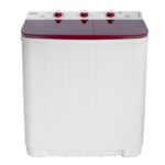 Masina de spalat rufe semi-automata Nobeltek NSWM 5.3R, 5 kg spalare, 2.5 kg stoarcere, Alb/Glass Line Red